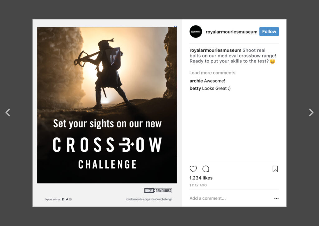 Promotional materials for Crossbow Challenge featuring vibrant graphics and crossbow motifs